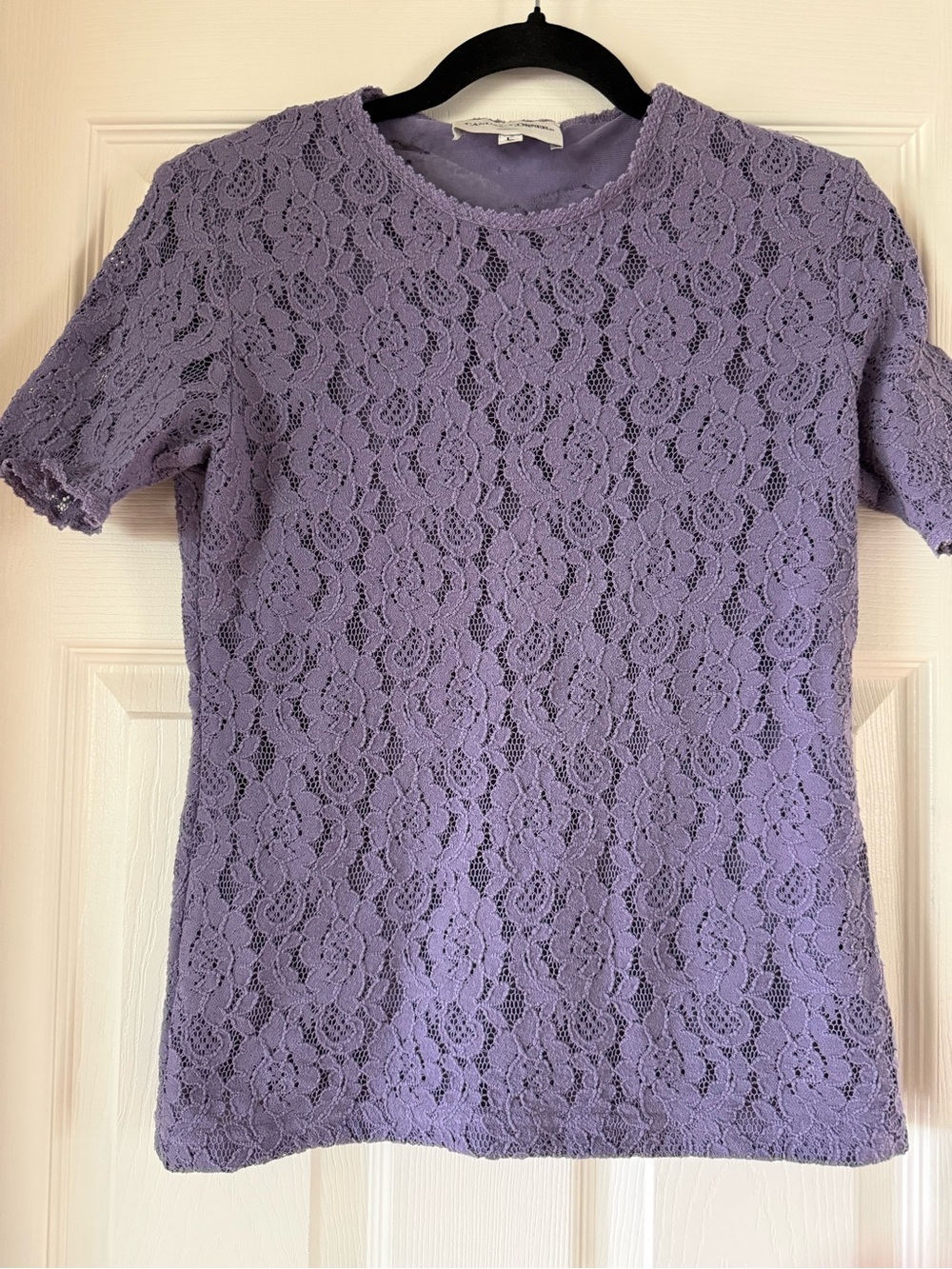 Casual Corner Women's Lavender Lace Short-Sleeve Top